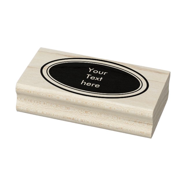 Modern Button Oval with frame + your Name Rubber Stamp (Stamp)