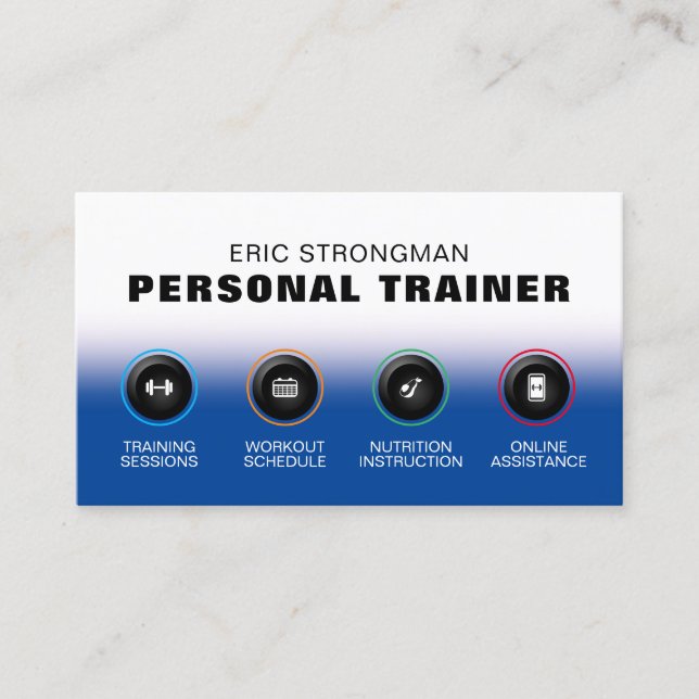 Modern button style fitness  business card (Front)