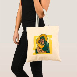 Modern Byzantine Virgin Mary and Child Religious  Tote Bag