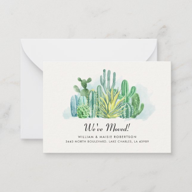 Modern Cacti We've Moved Address Announcement (Front)