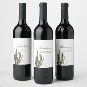 Modern Cactus Bridal Shower Wine Label