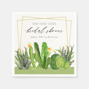 MODERN CACTUS GARDEN WATERCOLOR BRIDAL SHOWER NAPKIN