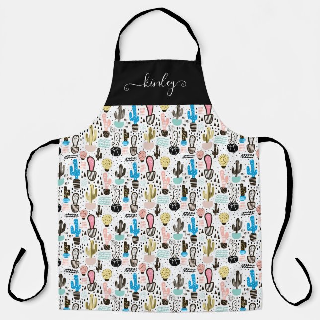 Modern Cactus Geometric Pattern Apron (Front)