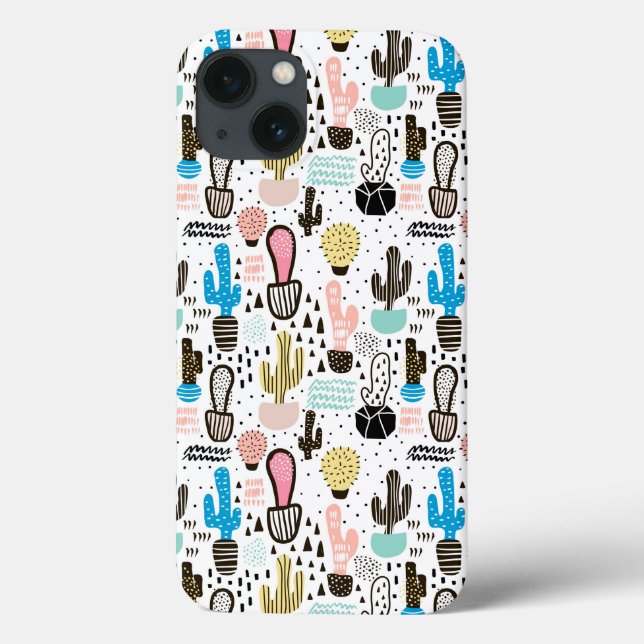 Modern Cactus Geometric Pattern Case-Mate iPhone Case (Back)