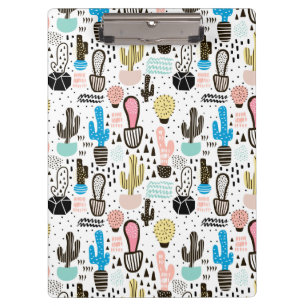 Modern Cactus Geometric Pattern Clipboard