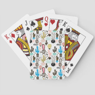 Modern Cactus Geometric Pattern Playing Cards