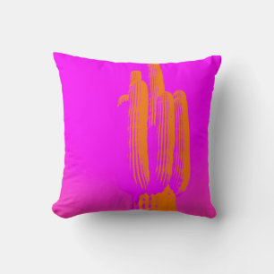 Modern Cactus Photo Art Hot Pink Orange Fun Throw Pillow