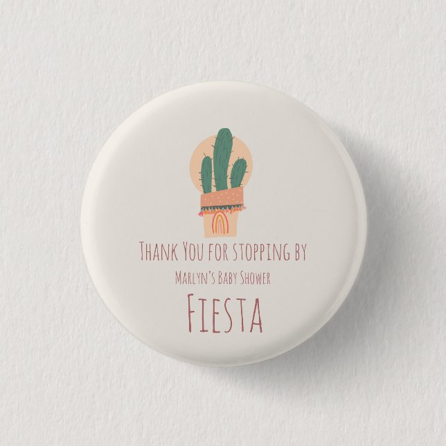 Modern Cactus Potted Plant Rainbow Party  1 Inch Round Button (Front)