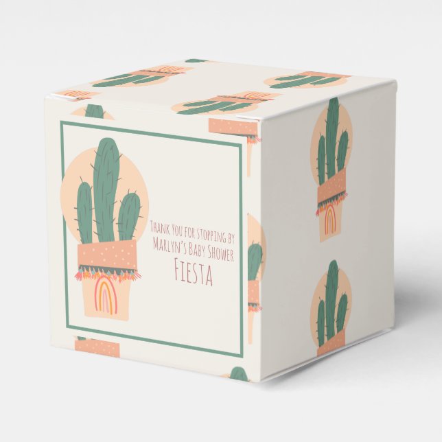 Modern Cactus Potted Plant Rainbow Party Favour Bo Favor Box (Front Side)
