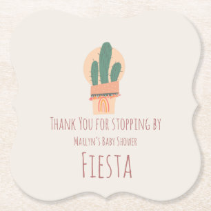 Modern Cactus Potted Plant Rainbow Party Paper Coaster