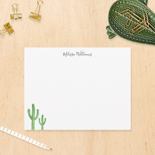 Modern Cactus Script Personalized Stationery Card (Creator Uploaded)