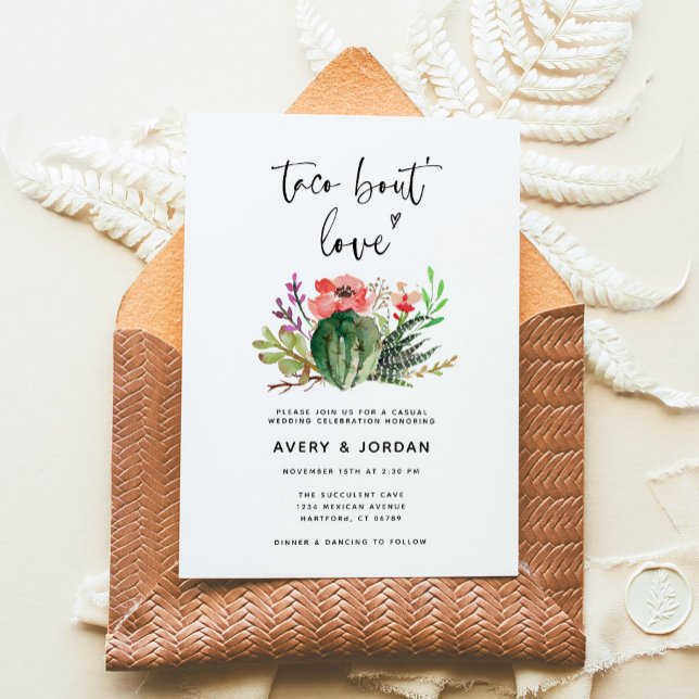 Modern Cactus Taco Bout Love Wedding Invitation (Creator Uploaded)