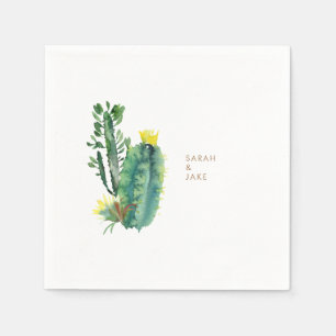 Modern Cactus Wedding Cocktail Napkin