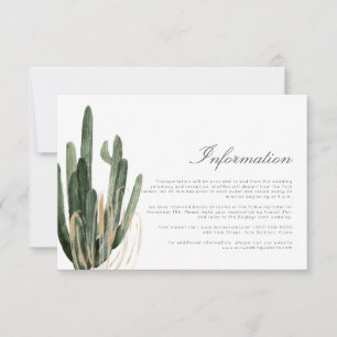 Modern Cactus Wedding Information enclosure card