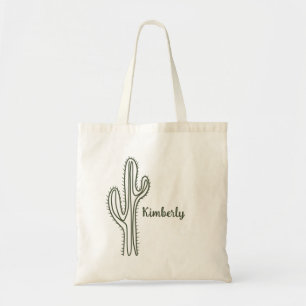 Modern Cactus with Personalized Name Tote Bag