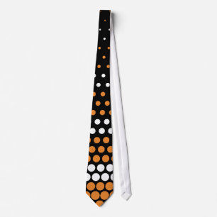 Modern Cadmium Orange and White Polka Dot Tie