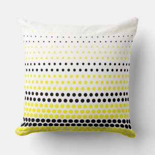 Modern Cadmium Yellow and Black Polka Dot Throw Pillow