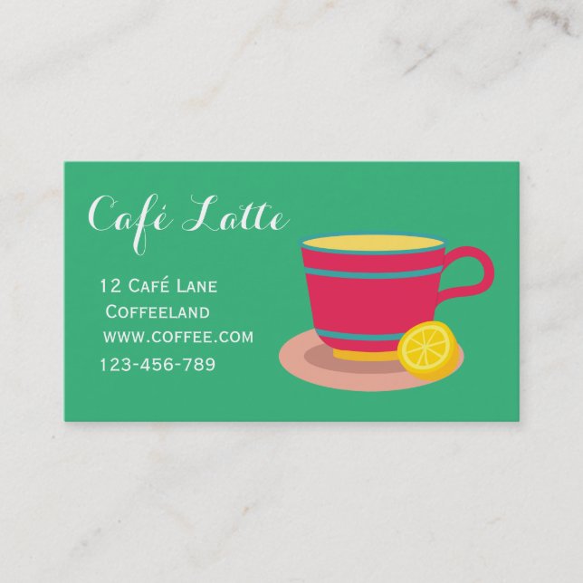 Modern cafe tea shop teacup lemon tea business card (Front)