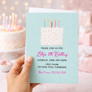 Modern Cake Birthday Invitation, Colourful Sprinkl Invitation