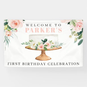 Modern Cake First Birthday Vinyl Welcome Banner