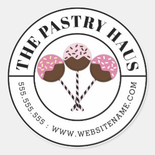 Modern Cake Pops Curved Text Classic Round Sticker