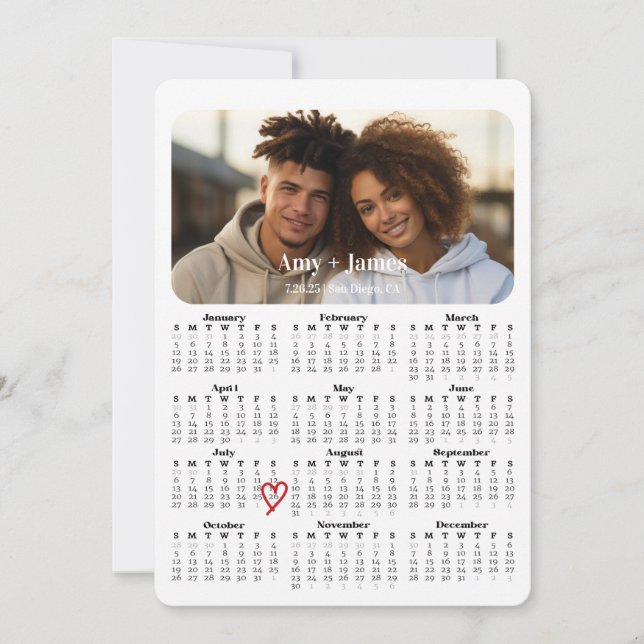 Modern Calendar Printable Save The Date 2025 (Front)