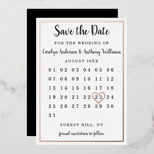 Modern Calendar Save The Date Real (Front/Back)