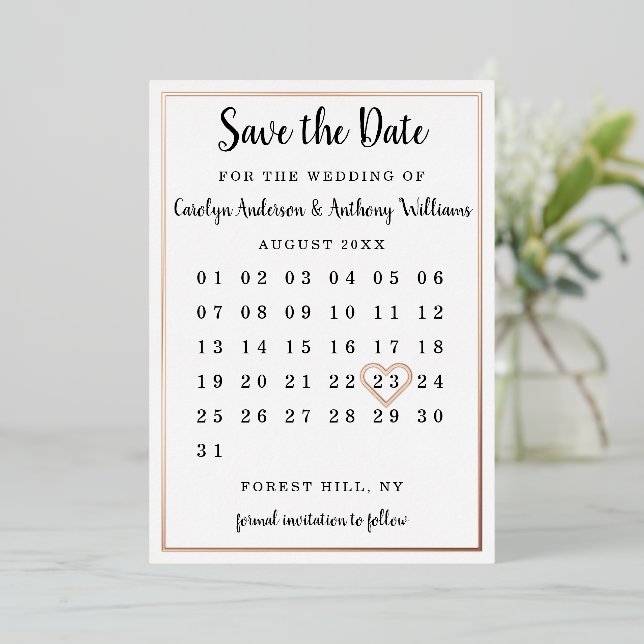 Modern Calendar Save The Date Real (Standing Front)