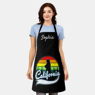 Modern California State Bear Custom Name Apron