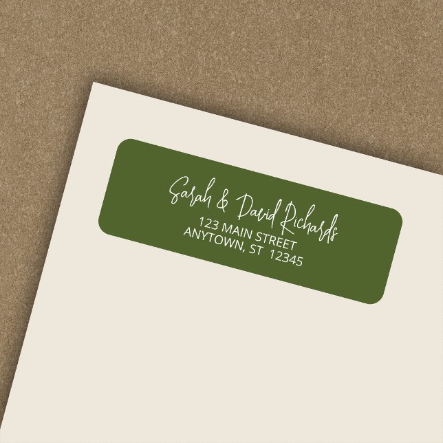 Modern Calligraphic Olive Green Return Address (Creator Uploaded)