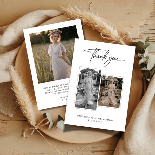 Modern Calligraphy 3 Photo Bridal Shower Thank You Card