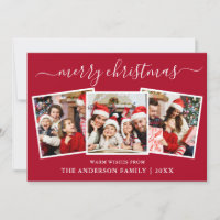 Modern Calligraphy 3 Photo Christmas Red