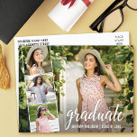 Modern Calligraphy 4 Photo Graduation Announcement Postcard<br><div class="desc">Modern Calligraphy Script Graduate 4 Photo Graduation Announcement Postcard</div>