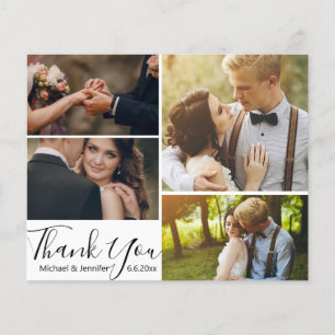 modern calligraphy 4 photos wedding collage card
