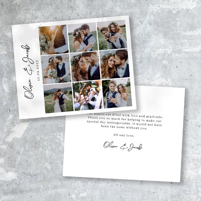 Modern Calligraphy 9 Photo Collage Wedding  Thank  (Creator Uploaded)