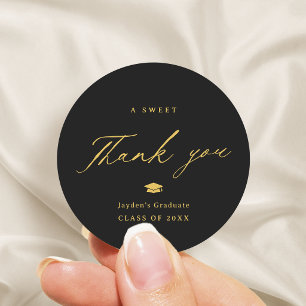 Modern Calligraphy A Sweet Thank You Graduation Classic Round Sticker