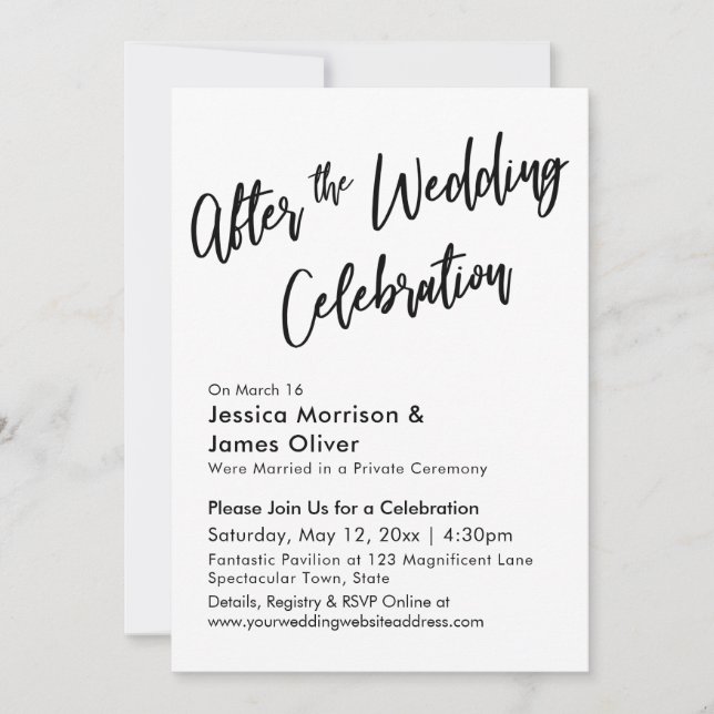 Modern Calligraphy After the Wedding Celebration Invitation (Front)