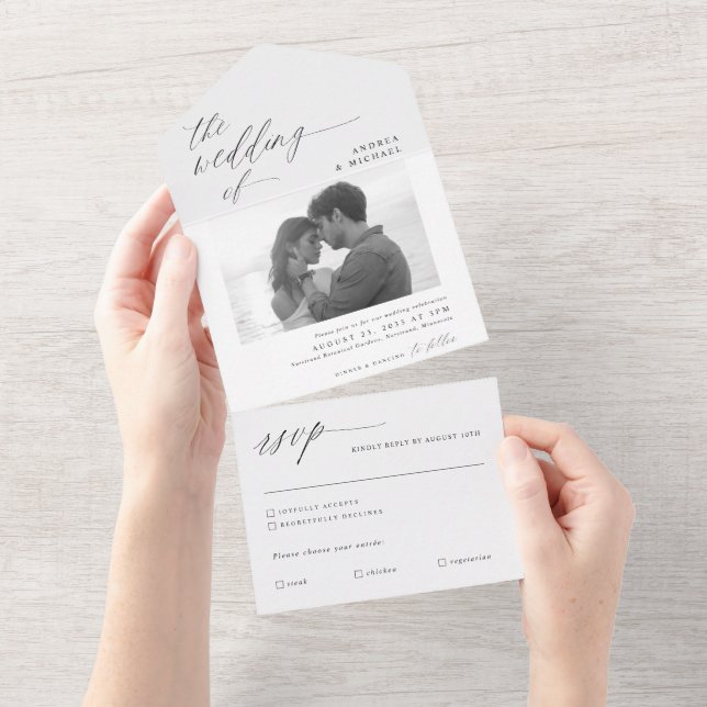 Modern Calligraphy All in One Photo Wedding Invite (Tearaway)