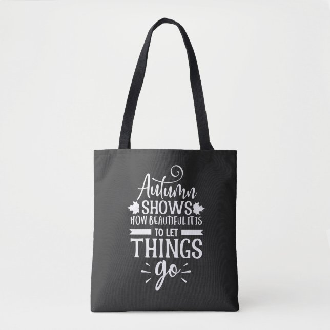 Modern Calligraphy Autumn Quote Tote Bag (Front)