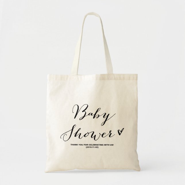 Modern Calligraphy Baby Shower Party Favour Bag (Front)