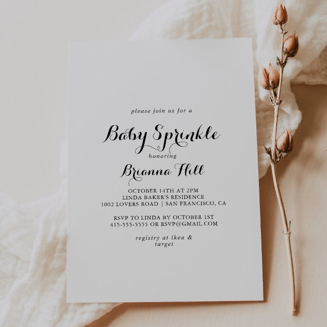 Modern Calligraphy Baby Sprinkle Invitation (Creator Uploaded)