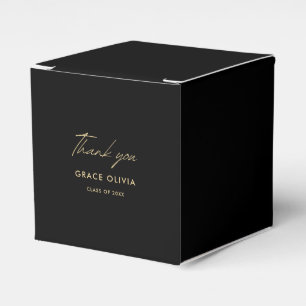 Modern Calligraphy Black and Gold Graduation Favor Box
