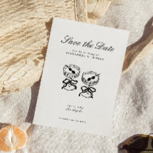 Modern Calligraphy Black and White Save the Date