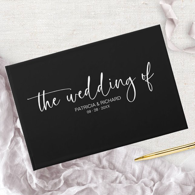 Modern Calligraphy Black And White Wedding Guest Book (Creator Uploaded)