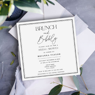 Modern Calligraphy Black & White Bridal Shower Invitation