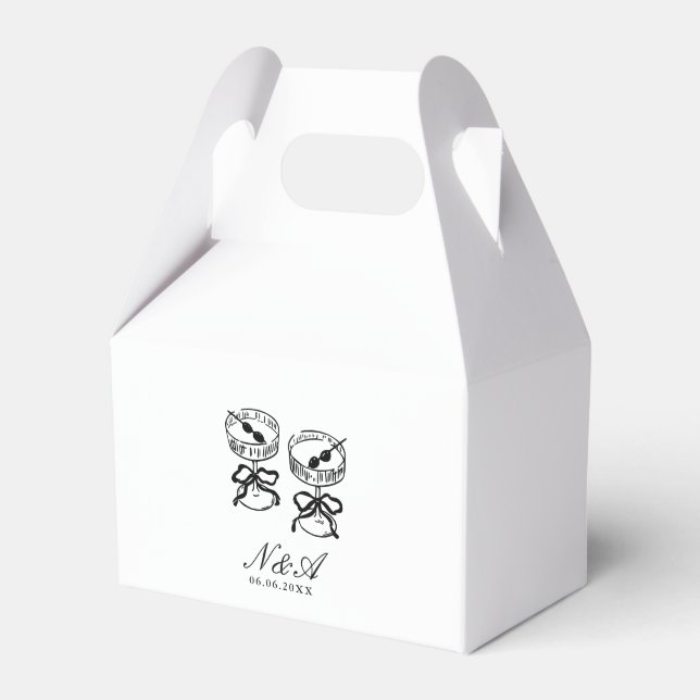 Modern Calligraphy Black & White Wedding Favor Box (Front Side)