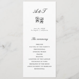 Modern Calligraphy Black & White Wedding Program