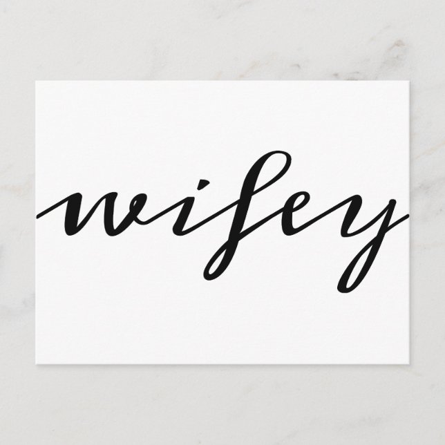 Modern Calligraphy Black Wifey Script Postcard (Front)
