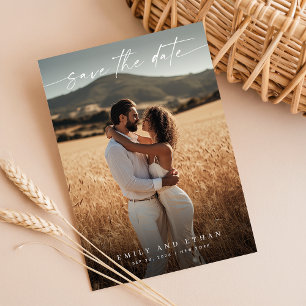 Modern Calligraphy Boho QR Code Photo Save The Date