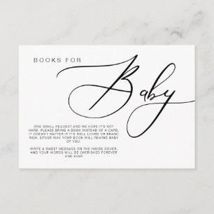 Modern Calligraphy Books for Baby, Baby Shower Enclosure Card